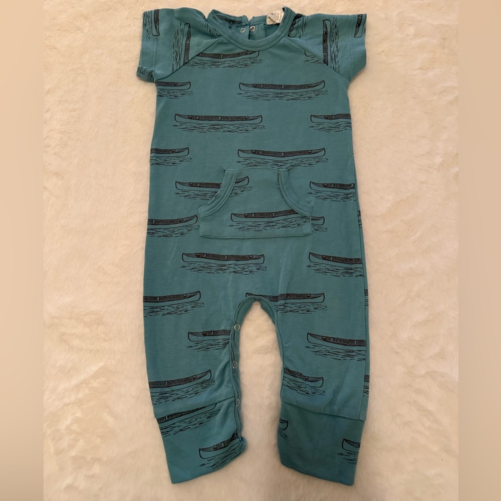 Kate Quinn Teal Canoe Print Footie